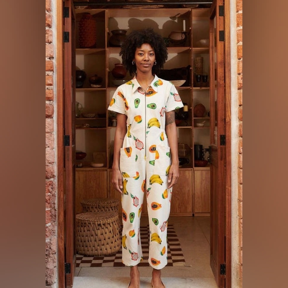 NOBLE Utility Jumpsuit: Limited Release Frutas Print. Small. New, With Tags.